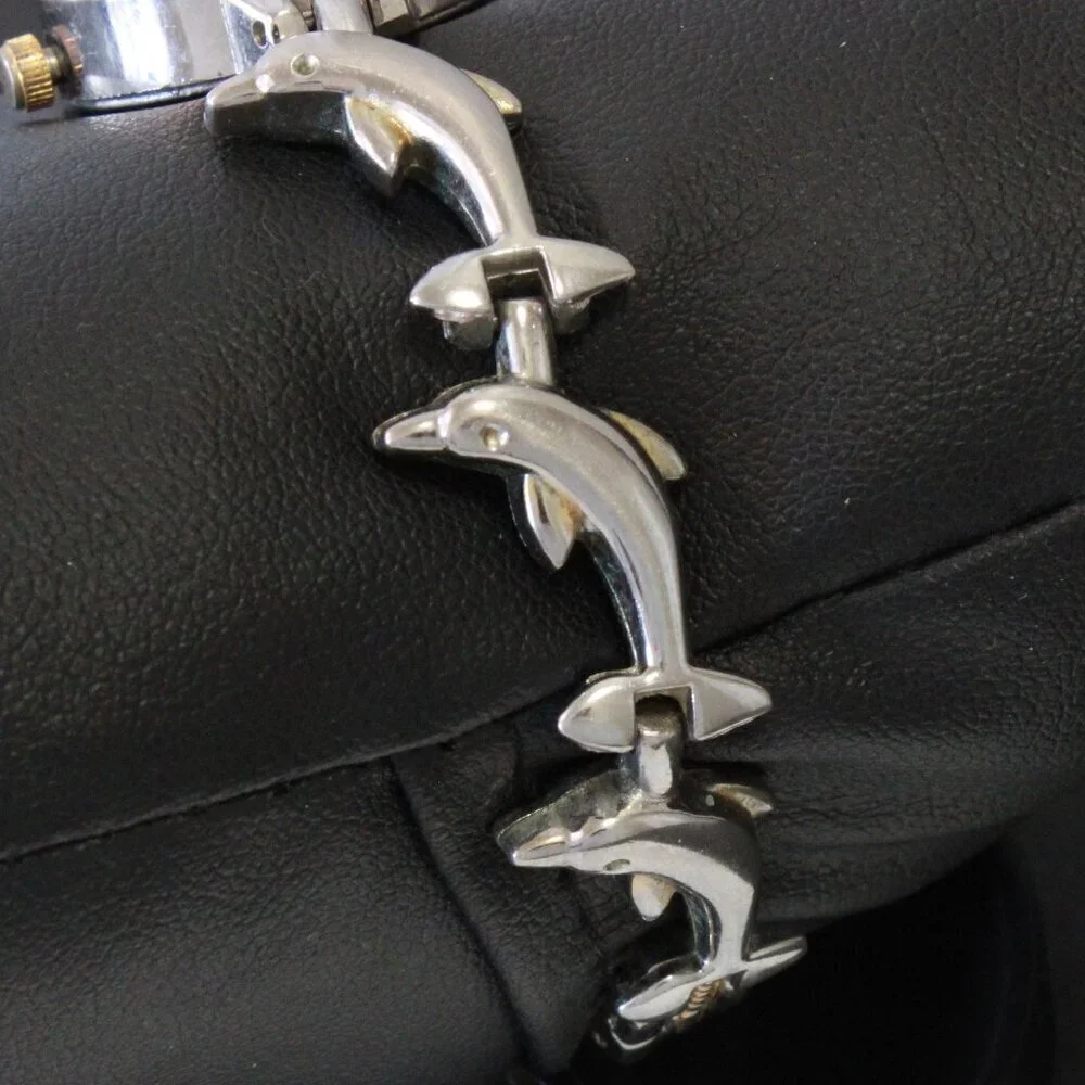 Vintage Ladies Da Vinci Quartz Watch Dolphin Bracelet Used 22mm